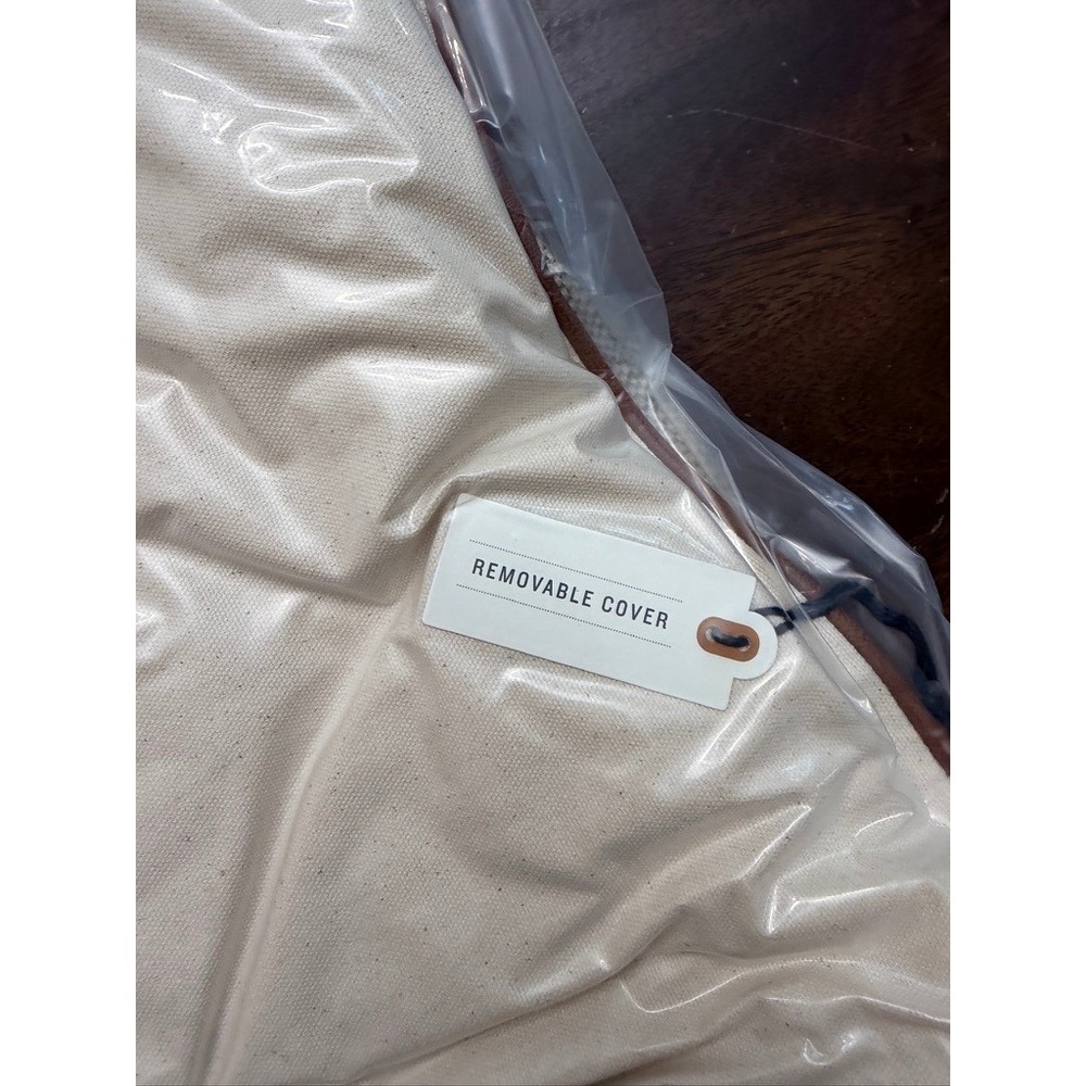 Hearth & Hand Tweed Toss Pillow Unisex 18x18 Faux Leather Trim NWT - Picture 5 of 5